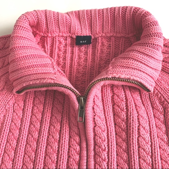 GAP Pink Ribbed Front Zip Long Sleeve Cardigan M - Picture 3 of 8